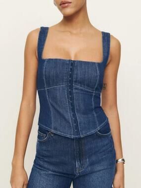 Reformation Tagliatelle Denim Top in Ellis 2